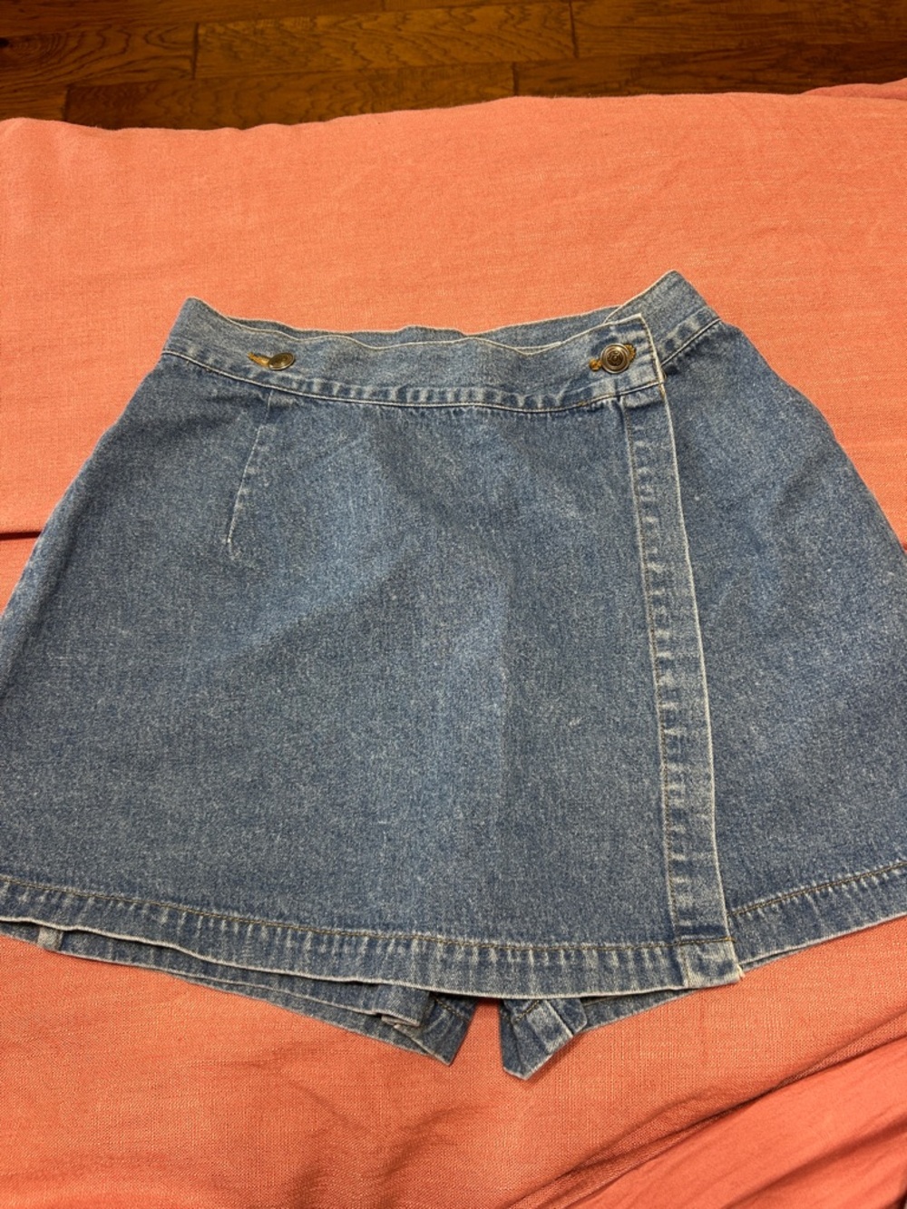Denim Skort with Button Detail - Blue